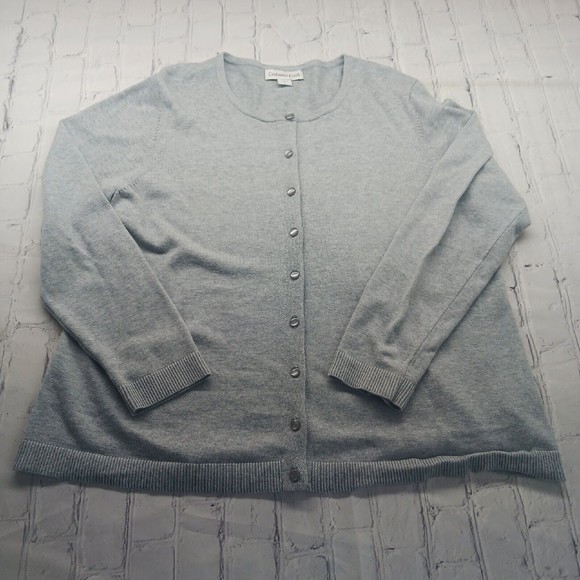 Lt.Gray Cardigan Sweater Coldwater Creek Sz L  Knit Top Button Front - Picture 1 of 11